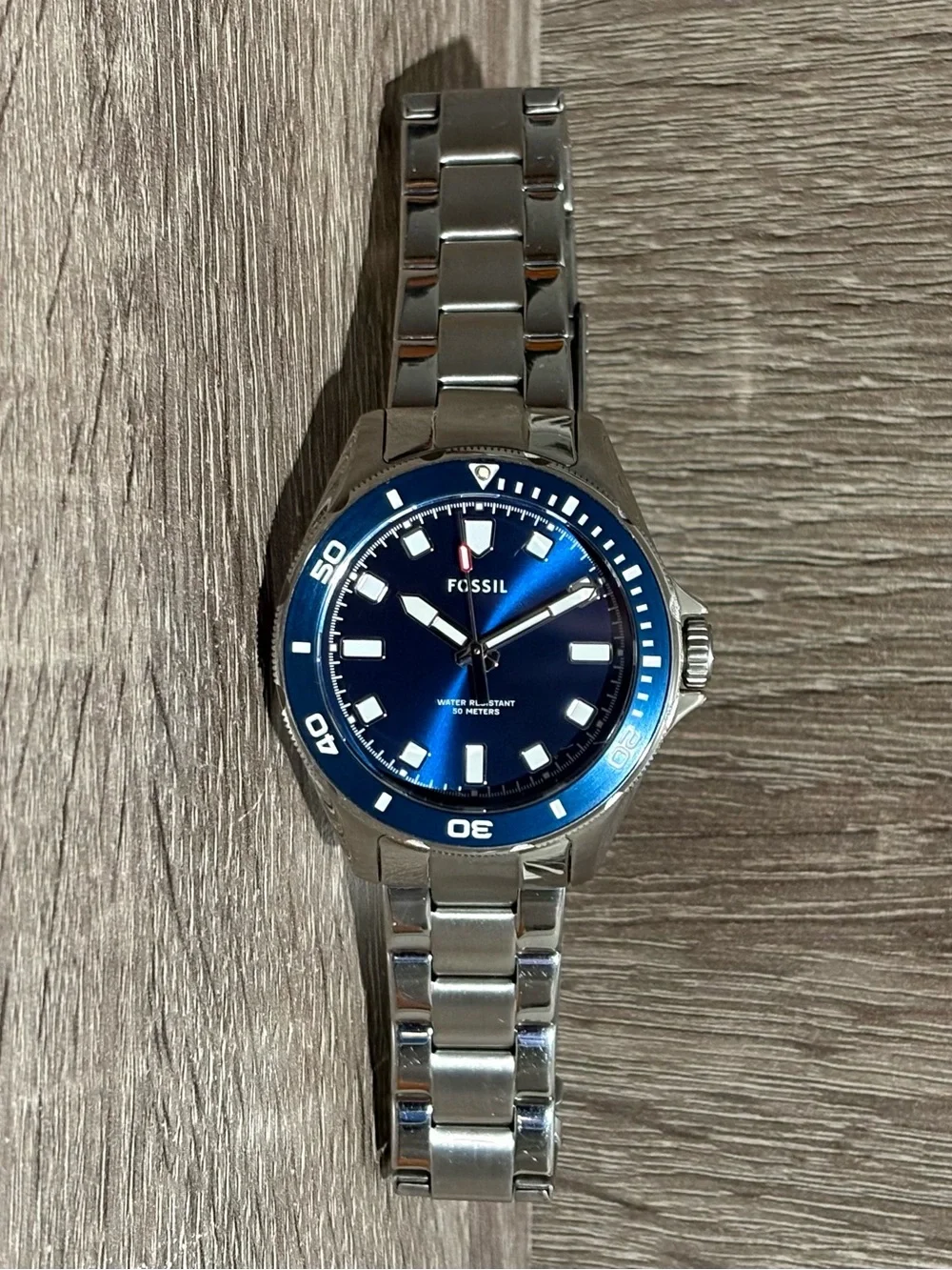 Blue Fossil Dalton Stainless Steel Men’s Watch With New Battery